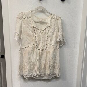 Anthropologie Cream Lace Women's Top